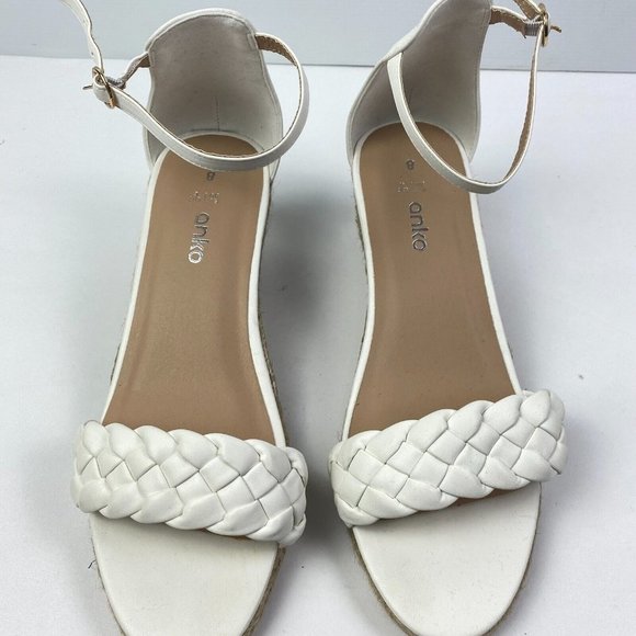 BNWOT Anko Wedges Size 8 White Braided 7cm high Strappy - Picture 3 of 10